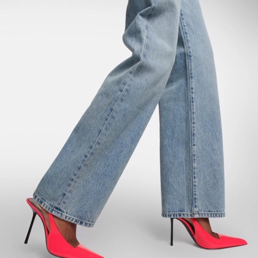 1150$ SAINT LAURENT Paloma 105 Patent Leather Slingback Pink Kiss HIGH CORAL